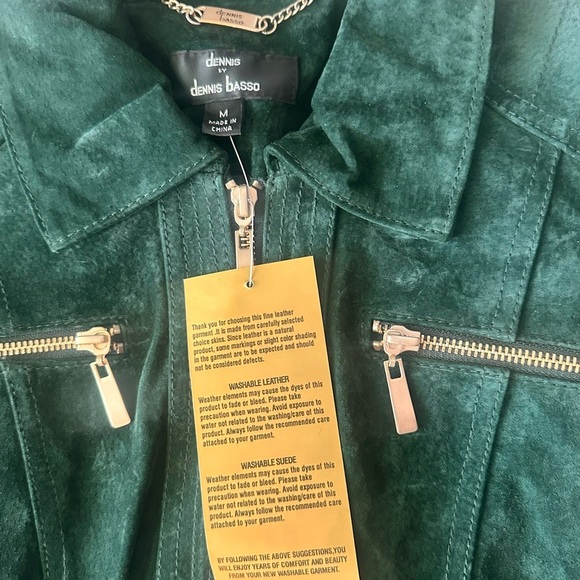NWT Dennis Basso womens Medium washable suede green coat - Picture 5 of 7